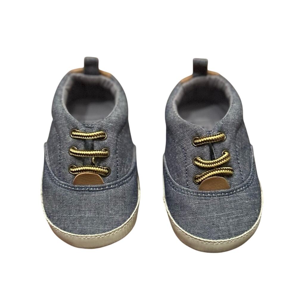 Gap Baby‎ Chambray Slip On Soft Bottom Blue & White Sneakers Size 6-12 Months